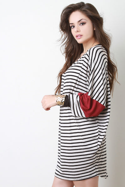 Striped Dolman Sleeve Tunic Dress