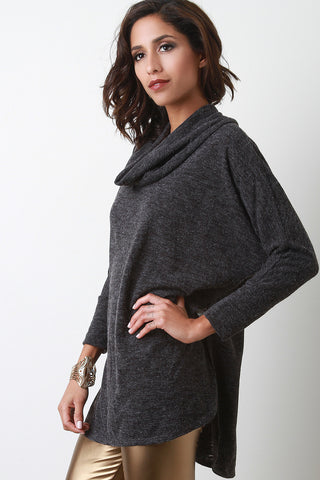 Vent Slit Cowl Neck Sweater Top