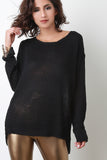 Side Frayed Knitted Sweater Top