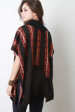 Knit Tribal Turtleneck Poncho Top