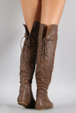 Back Lace Up Round Toe Over-The-Knee Boots