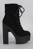 Bamboo Shearling Cuff Combat Lug Platform Booties