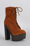 Bamboo Shearling Cuff Combat Lug Platform Booties