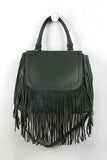 Suede Fringe Flap Handbag