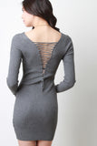 Corset Lace Back Long Sleeve Dress