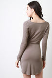 Cowl Neck Long Sleeve Bodycon Mini Dress