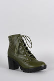 Breckelle Lug Platform Chunky Heeled Combat Booties