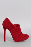 Liliana Suede Pleated Almond Toe Heeled Booties