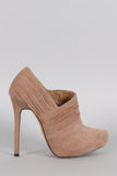 Liliana Suede Pleated Almond Toe Heeled Booties