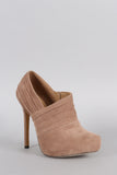 Liliana Suede Pleated Almond Toe Heeled Booties