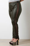 Mesh Stripe Vegan Leather Leggings