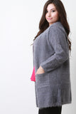 Plush Metallic Knit Pocket Cardigan