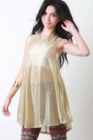 Sheer Sparkle Trapeze Dress