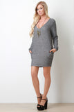 Back Slashed V-Neck Long Sleeves Mini Dress