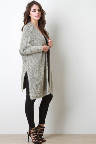 Furry Knit Longline Cardigan