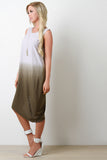 Dip-Dyed Raw Edge Sleeveless Midi Dress