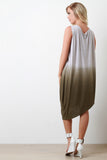 Dip-Dyed Raw Edge Sleeveless Midi Dress