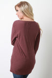 V-Neck Pocket Long Sleeves Casual Top