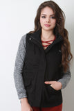 Marled Knit Sleeves Hoodie Jacket