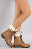 Dollhouse Shearling Cuff Combat Lug Booties