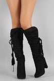 Wild Diva Lounge Lace Around Chunky Heeled Boots