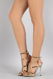 Qupid Metallic Strappy Open Toe Stiletto Heel