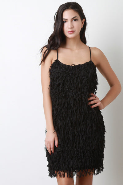 Fringed Spaghetti Strap Dress