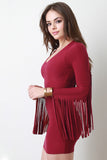 Fringe Sleeves Mini Bodycon Dress