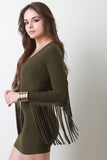 Fringe Sleeves Mini Bodycon Dress