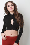 Mock Neck Long Sleeves Wrap Crop Top