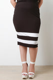 Double Stripe Ribbed Pencil Skirt