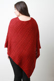 Cable Knit Asymmetrical Poncho