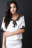 Embroidered Cutout V-Neckline Top