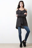 Cold Shoulder V-Neck Cozy Sweater Top