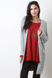 Furry Marled Knit Longline Cardigan