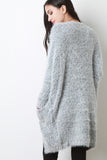 Furry Marled Knit Longline Cardigan