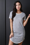 French Terry Distressed T-Shirt Dress