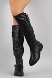 Dollhouse Triple Buckled Strap Riding Knee High Boots