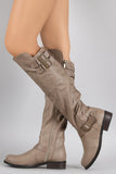 Dollhouse Triple Buckled Strap Riding Knee High Boots