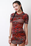Tribal Pattern Sweater Knit Mini Dress
