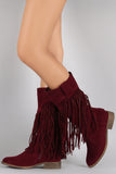 Liliana Suede Long Fringe Western Riding Boots