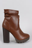 Breckelle Slouchy Lug Sole Chunky Heeled Ankle Boots