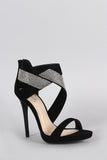 Qupid Strappy Rhinestone Open Toe Stiletto Heel