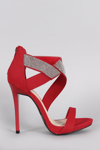 Qupid Strappy Rhinestone Open Toe Stiletto Heel