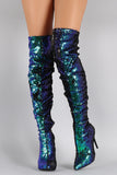 Sequin Pointy Toe Stiletto Over-The-Knee Boots