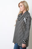 Cowl Neck Striped French Terry Top