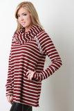 Cowl Neck Striped French Terry Top