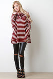 Cowl Neck Striped French Terry Top