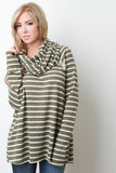 Cowl Neck Striped French Terry Top