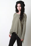 Handkerchief Hem Striped French Terry Top